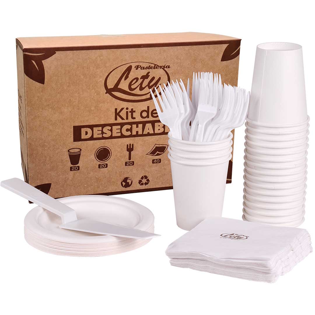 Kit Desechables Biodegradables p/20 personas